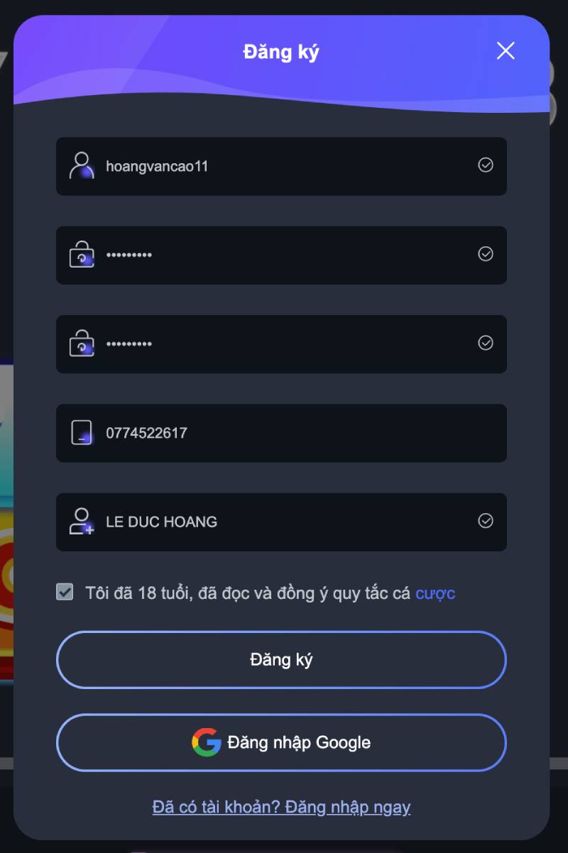 EE88 - Nhà cái ee88 casino link đăng nhập trang chủ tháng 9/2025 ee88.mov 63 Điền thông tin đăng ký